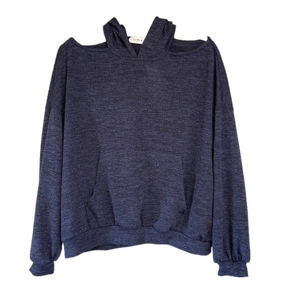 NEW Gilli Cold Shoulder Hoodie Sweatshirt Kangaroo Pocket Sz S - Picture 1 of 10